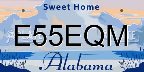 E55EQM Alabama License Plate