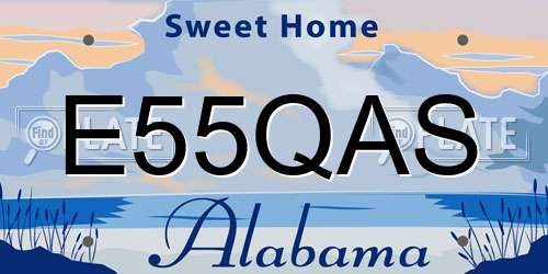 E55QAS Alabama License Plate