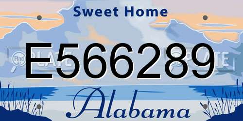 E566289 Alabama License Plate