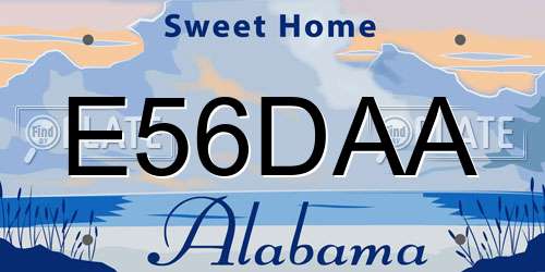E56DAA Alabama License Plate