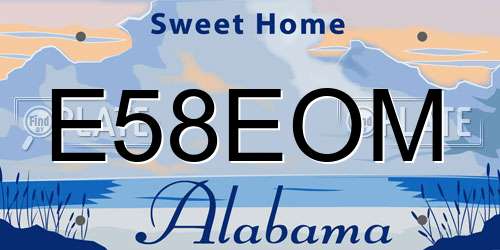 E58EOM Alabama License Plate