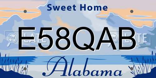 E58QAB Alabama License Plate