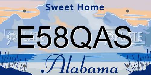 E58QAS Alabama License Plate