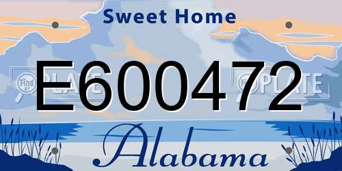 E600472 Alabama License Plate