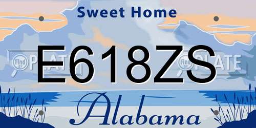 E618ZS Alabama License Plate