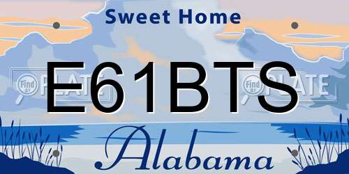 E61BTS Alabama License Plate