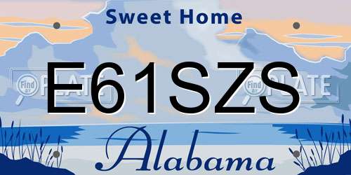 E61SZS Alabama License Plate