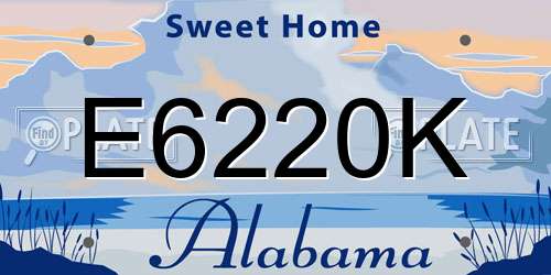 E6220K Alabama License Plate