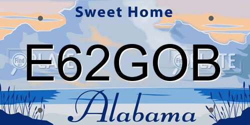 E62GOB Alabama License Plate