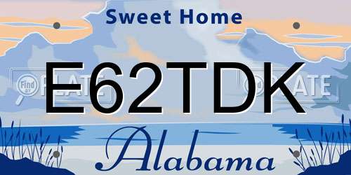 E62TDK Alabama License Plate