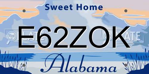 E62ZOK Alabama License Plate