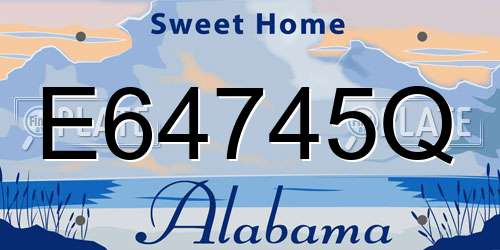 E64745Q Alabama License Plate