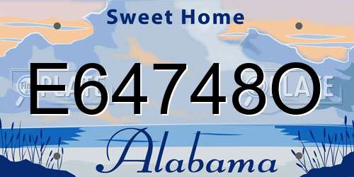 E64748O Alabama License Plate