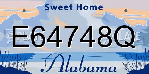 E64748Q Alabama License Plate