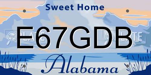 E67GDB Alabama License Plate