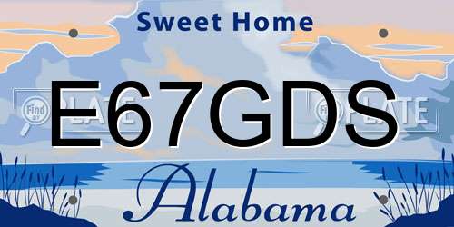 E67GDS Alabama License Plate