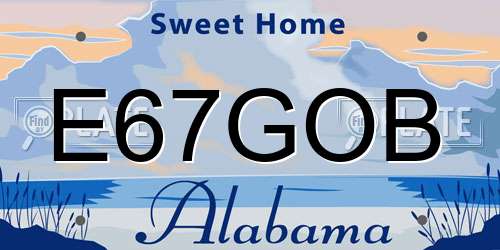 E67GOB Alabama License Plate