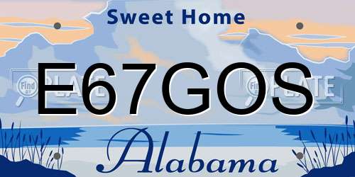 E67GOS Alabama License Plate