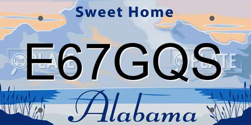 E67GQS Alabama License Plate