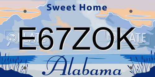 E67ZOK Alabama License Plate