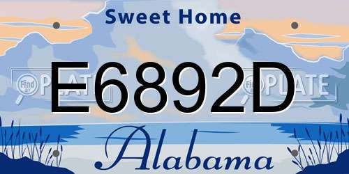 E6892D Alabama License Plate