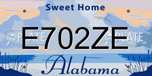 E702ZE Alabama License Plate