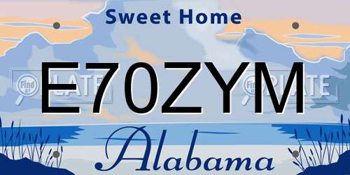 E70ZYM Alabama License Plate