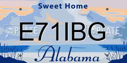 E71IBG Alabama License Plate