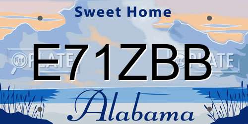 E71ZBB Alabama License Plate