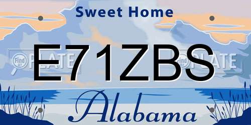 E71ZBS Alabama License Plate