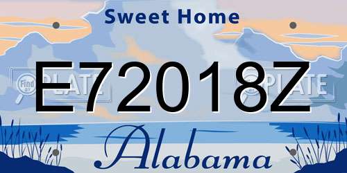 E72018Z Alabama License Plate