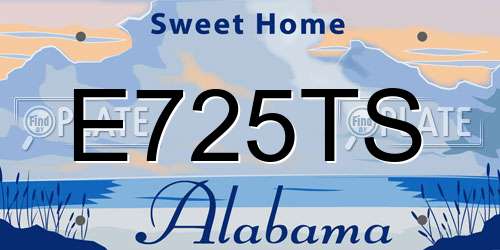 E725TS Alabama License Plate