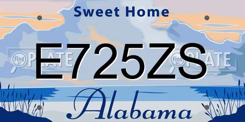 E725ZS Alabama License Plate