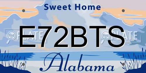 E72BTS Alabama License Plate