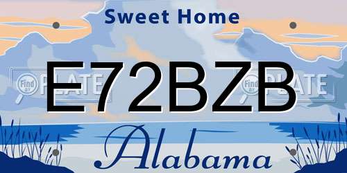 E72BZB Alabama License Plate