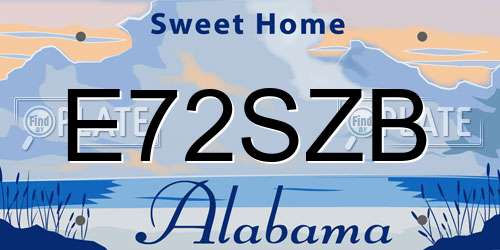 E72SZB Alabama License Plate