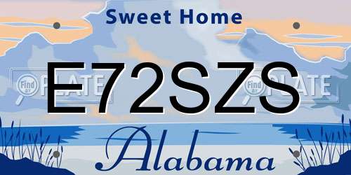 E72SZS Alabama License Plate