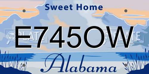 E745OW Alabama License Plate