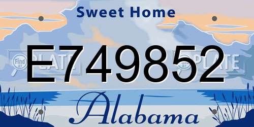 E749852 Alabama License Plate