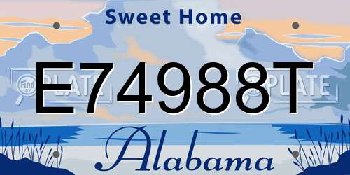 E74988T Alabama License Plate