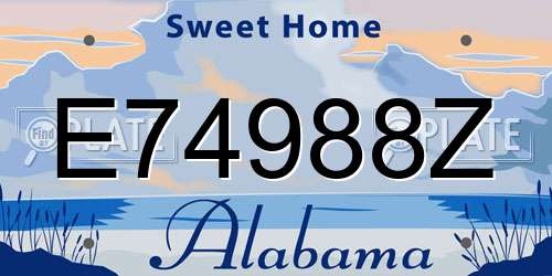 E74988Z Alabama License Plate
