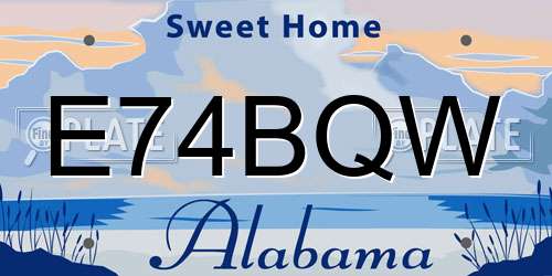 E74BQW Alabama License Plate