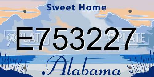 E753227 Alabama License Plate