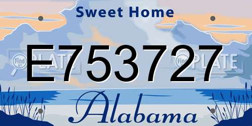E753727 Alabama License Plate