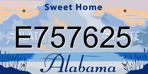 E757625 Alabama License Plate