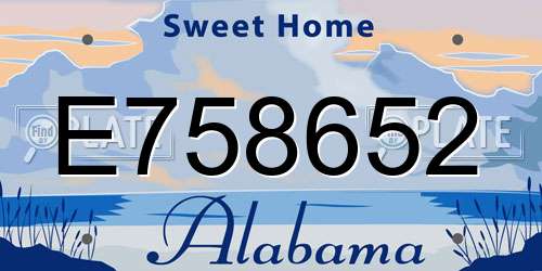 E758652 Alabama License Plate