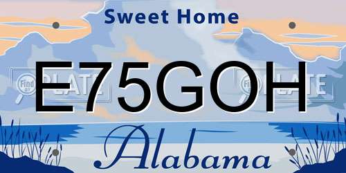 E75GOH Alabama License Plate