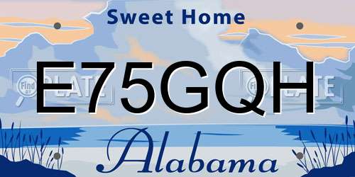E75GQH Alabama License Plate