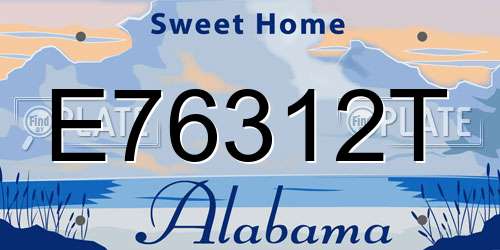 E76312T Alabama License Plate