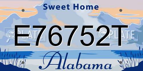 E76752T Alabama License Plate